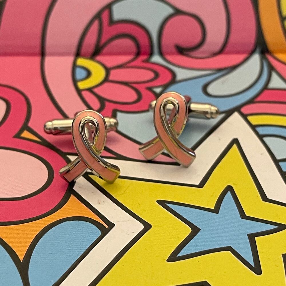 Men's Breast Cancer Awareness Ribbon Cuff Links